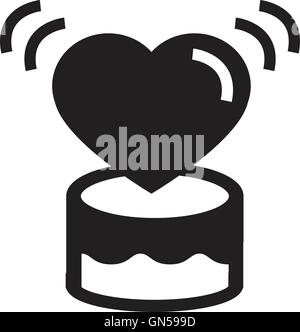 valentine Heart  on  gift box  icon Stock Vector