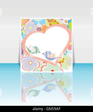 Vintage birds and heart set. Vector design element. Stock Vector