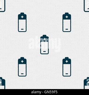 battery icon sign. Seamless pattern with geometric texture. Vector Stock Vector