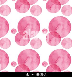 Abstract pattern with color watercolor pink circles Stock Vector