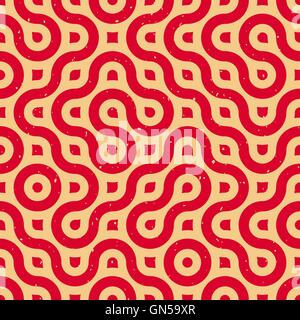 Vector Seamless Wavy Lines Irregular Retro Grungy Red Tan Pattern Stock Vector