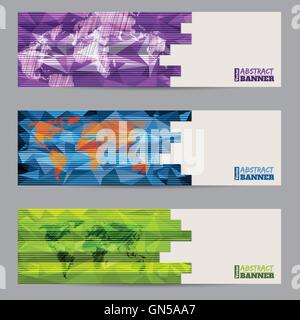 Cool banner set of three with abstract stripes Stock Vector