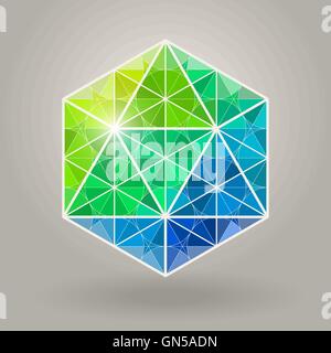 Abstract Vector Geometric Blue Green Hexagonal Sacred Geometry Shape Logo Stock Vector