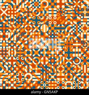 Vector Seamless Teal Orange Color Overlay Irregular Geometric Blocks Quilt Pattern Stock Vector