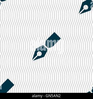 Pen icon sign. Seamless pattern with geometric texture. Vector Stock Vector