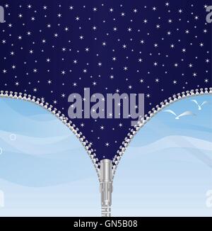 A zipper opening day and night scenes Stock Vector