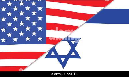 The Jewish and American flags sectioned together Stock Vector