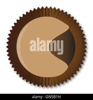 A typical moon shape chocolate from a chocolate box selection over a white background Stock Vector