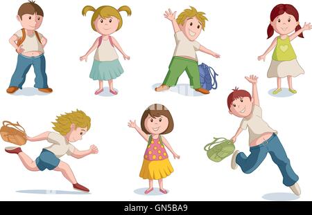 Vector illustration of school children. Global CMYK color. Stock Vector