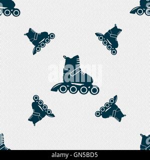 roller skate icon sign. Seamless pattern with geometric texture. Vector Stock Vector