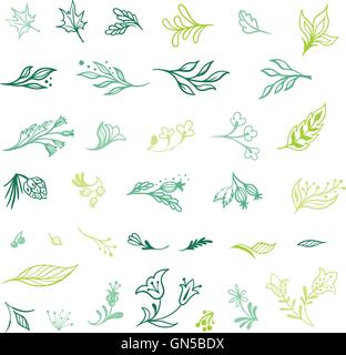 Spring Plants Sketch Icons Stock Vector