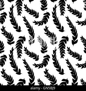 Hand drawn delicate decorative vintage leaves in black and white Stock Vector