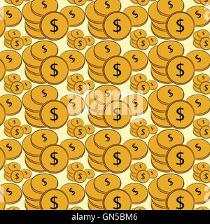 Golden treasure. Dollar coins Stock Vector