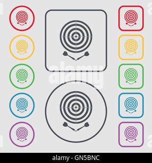 darts icon sign. symbol on the Round and square buttons with frame. Vector Stock Vector