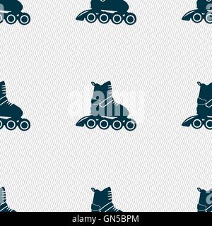 roller skate icon sign. Seamless pattern with geometric texture. Vector Stock Vector