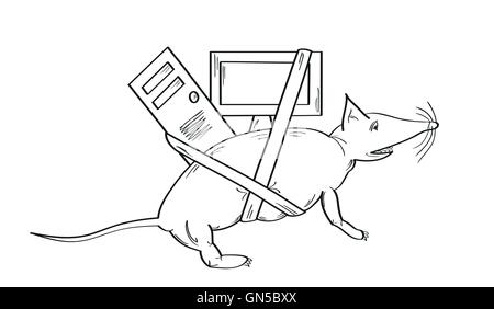 mouse animal and computer Stock Vector