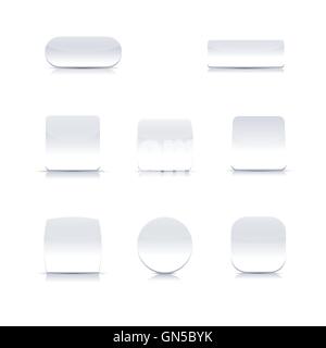 Set of white buttons, vector illustration. Stock Vector