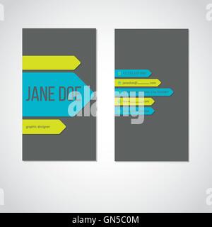 Cool portrait business card with color arrows Stock Vector