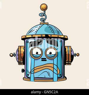 emoticon cry emoji robot head smiley emotion Stock Vector