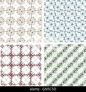 seamless vintage backgrounds set brown baroque Pattern. Vector set Stock Vector