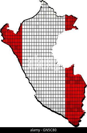 Peru map with flag inside Stock Vector