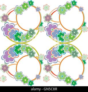 Beautiful vector seamless pattern with abstract sakura flowers and daisy vector background Stock Vector