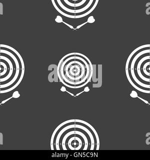 darts icon sign. Seamless pattern on a gray background. Vector Stock Vector