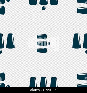 Three game thimbles with a ball, games 3 cups icon sign. Seamless pattern with geometric texture. Vector Stock Vector