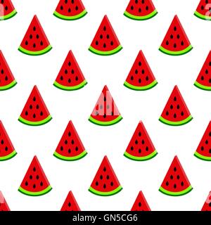 water-melon  on white seamless pattern. vector. Stock Vector