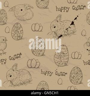 Vintage seamless texture with easter eggs. Stock Vector
