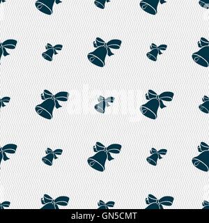 bell icon sign. Seamless pattern with geometric texture. Vector Stock Vector