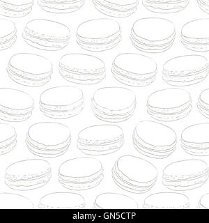 Seamless pattern of doodle macaroons. Sketch macaroon. Macaroons Stock Vector