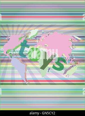 Marketing concept: words toys marketing on digital screen vector illustration Stock Vector