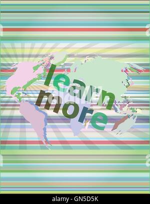 Education and learn concept: words Learn more on business digital screen vector illustration Stock Vector