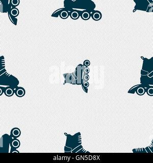 roller skate icon sign. Seamless pattern with geometric texture. Vector Stock Vector