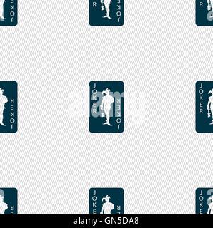 Single playing cards, Joker icon sign. Seamless pattern with geometric texture. Vector Stock Vector