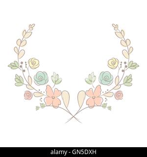 Spring flower laurel branches. Hand drawn design elements. Stock Vector