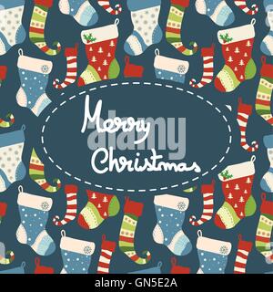 Christmas greeting card with socks Stock Vector