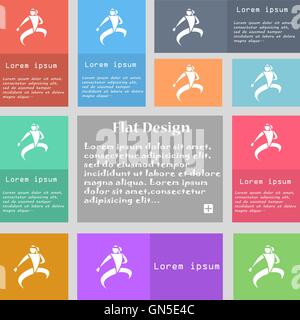 Karate kick icon sign. Set of multicolored buttons with space for text. Vector Stock Vector