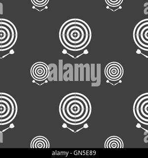 darts icon sign. Seamless pattern on a gray background. Vector Stock Vector