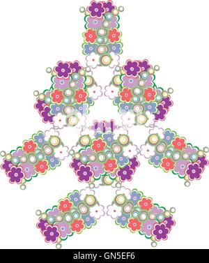 abstract tree made from cute flowers vector background Stock Vector