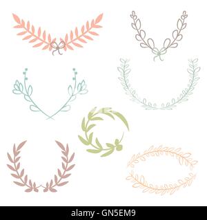 Vector collection of laurels, floral elements and banners Stock Vector