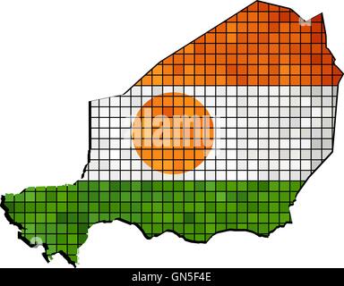 Niger map with flag inside Stock Vector