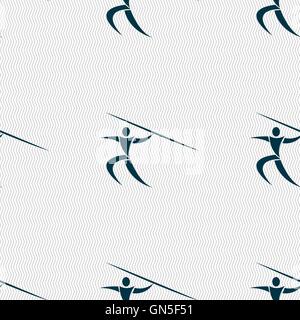 Summer sports, Javelin throw icon sign. Seamless pattern with geometric texture. Vector Stock Vector