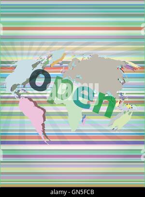 Security concept: open word on digital screen vector illustration Stock Vector