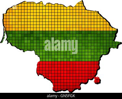 Lithuania map with flag inside Stock Vector