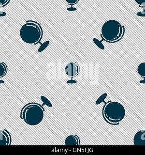Globe icon sign. Seamless pattern with geometric texture. Vector Stock Vector
