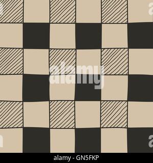 Hand drawn abstract chessboard pattern. Stock Vector