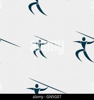 Summer sports, Javelin throw icon sign. Seamless pattern with geometric texture. Vector Stock Vector