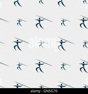 Summer sports, Javelin throw icon sign. Seamless pattern with geometric texture. Vector Stock Vector